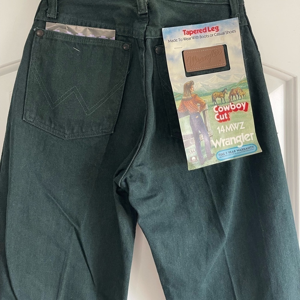 Deadstock Vintage Wrangler Cowboy Cut Straight Tapered Leg Jean Dark Green - Picture 7 of 9